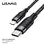 Кабель USAMS Type-C to Lightning US-SJ350 U31, 1.2 м PD 18W нейлонове оплетення чорний - мініатюра 1