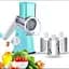 Овощерезка ручная мультислайсер Tabletop Drum Grater DL78 Терка для овощей и фруктов 3 насадки Голубая - миниатюра 1