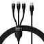 Кабель Baseus Flash Series Ⅱ One-for-three Fast Charging Cable Type-C to Lightning+Type-C+MicroUSB 100W 1.5m CASS030201 Black - миниатюра 1