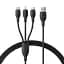 Кабель Baseus Ultra-Fast 3in1 Fast Charging Cable USB для MicroUSB+Lightning+Type-C 3.5A 0.8m P10376303121-01 Black - мініатюра 1